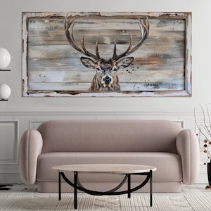 Portrait deer Large canvas wall art Canvas print Wildlife art Woodland animals Deer painting Rustic home decor Animal print Farmhouse decor