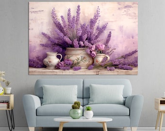 Lavender flowers canvas print Purple Lavender wall art Floral wall art Gifts for mother Lavender home decor Multi panel framed ready to hang
