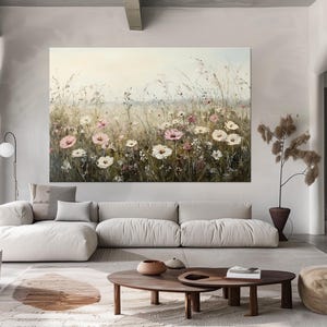 Wildflower Field Large canvas wall art Canvas print Flower wall art Landscape painting Nature canvas Wildflower meadow Farmhouse decor