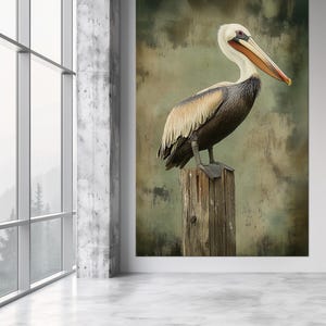 Pelican Large canvas wall art Canvas print Bird wall art Sea bird canvas Pelican print Pelican painting Beach house decor Housewarming gift