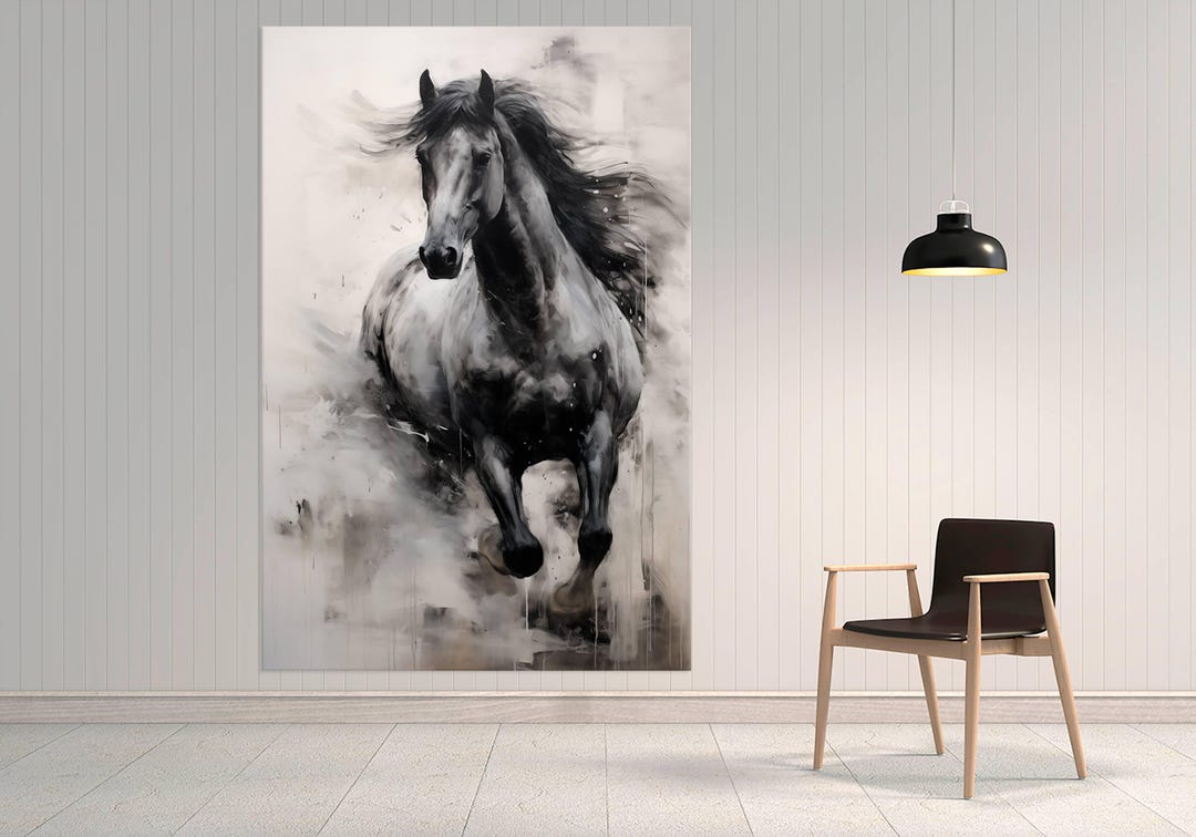 Black Stallion Large Canvas Wall Art Canvas Print Horse Gifts Farmhouse ...