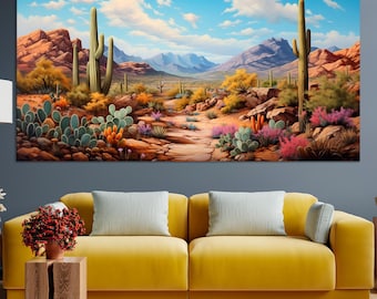 Desert Saguaro Cactus Canvas Print: Southwestern Arizona Landscape Wall Art