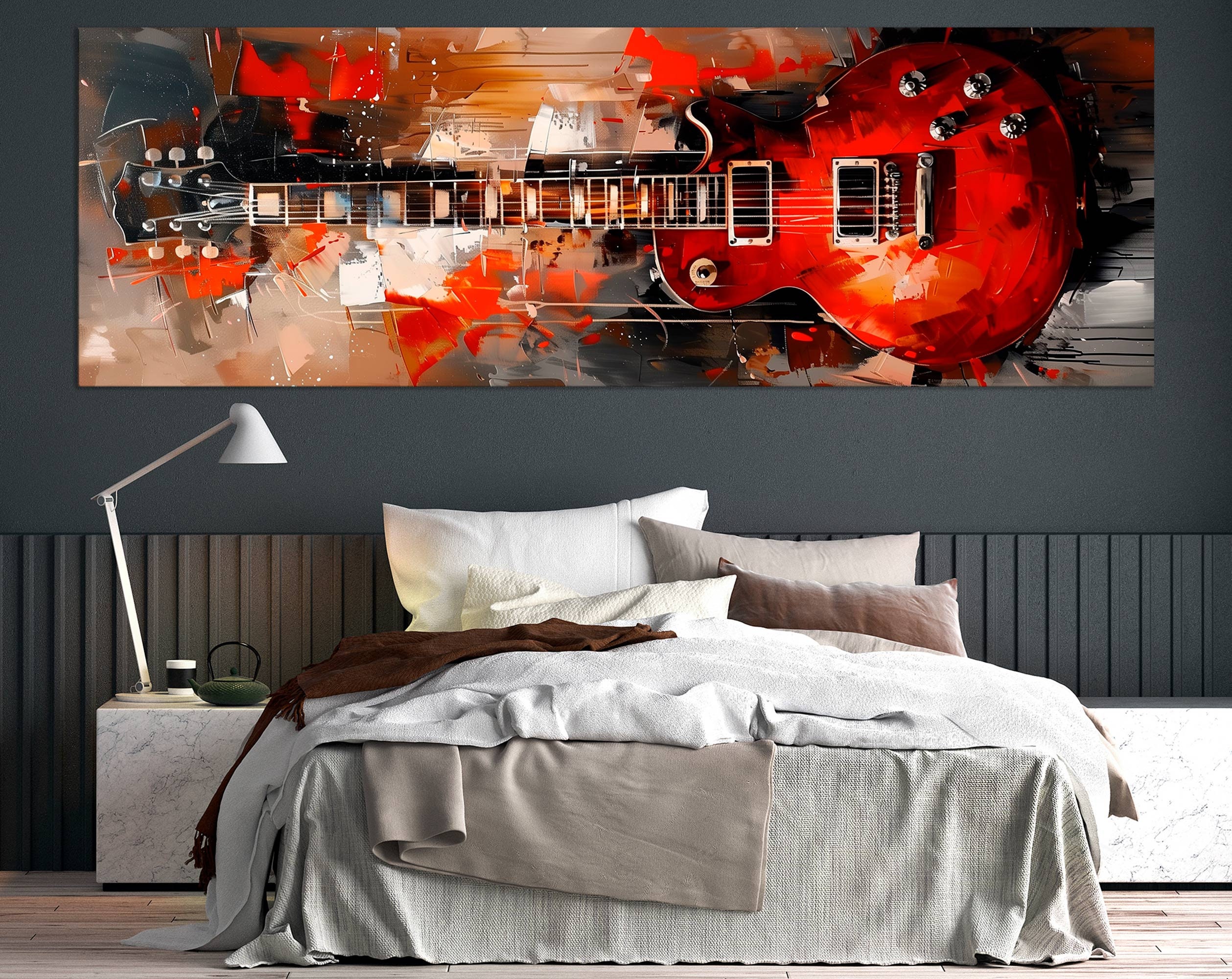 Guitar Canvas Print Bass Guitar Wall Art Music Room Decor Electric Guitar Canvas Art Gift for