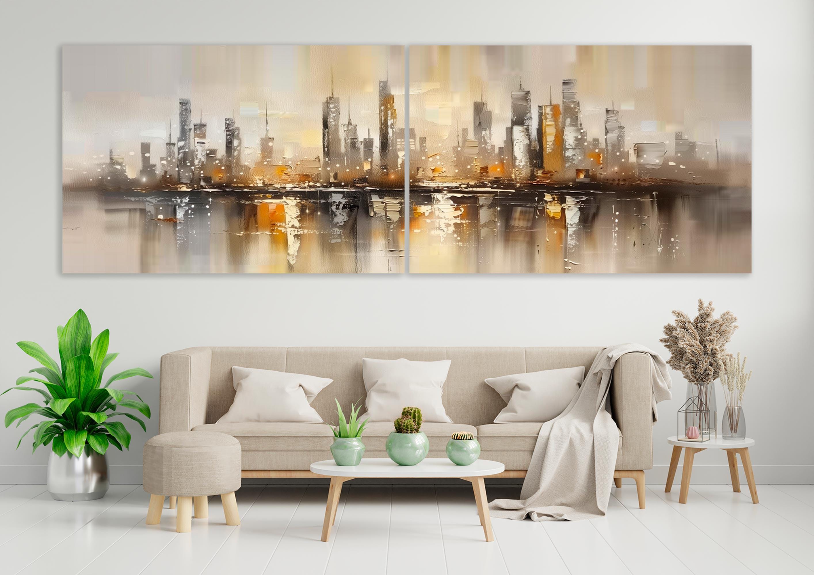Abstract City View Canvas Print Architecture Landscape Wall Art Modern ...