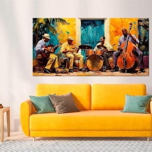Jazz band Large canvas wall art Canvas print African american art Jazz painting Music wall art Gifts for musicians Jazz wall decor