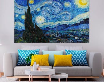 Starry Night Canvas Print, Van Gogh Wall Art, Housewarming gift