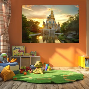 Princess Castle Large canvas wall art Canvas print Castle painting Magic kingdom Fantasy castle Girls room decor Nursery Decor Girl