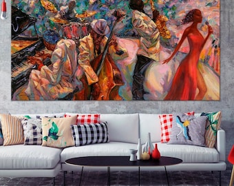 African Jazz Music Canvas Print by Roman Nogin – Vibrant Wall Art for Living Room