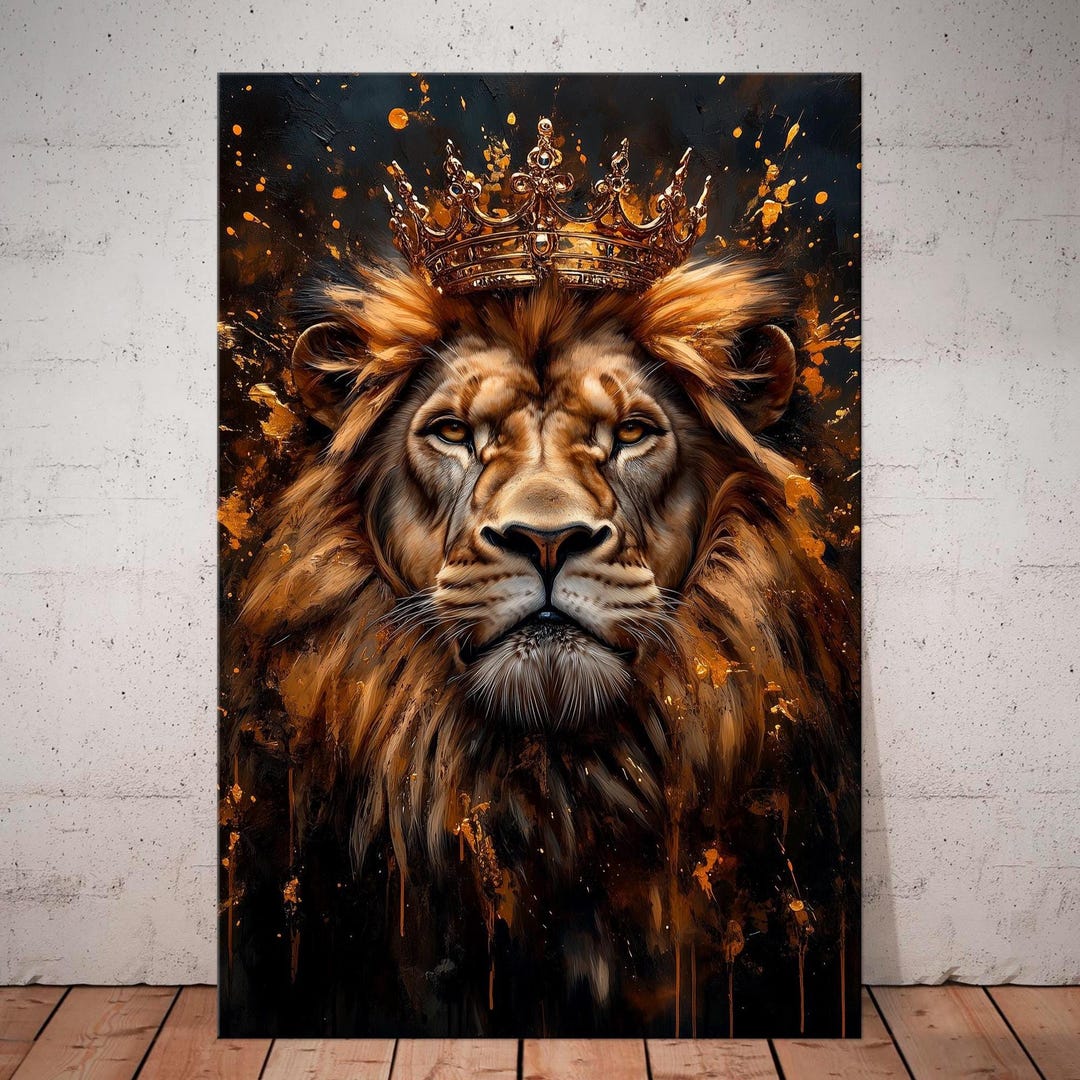 Lion King Canvas Art: Wild Animal Print, Man Cave Decor - Etsy