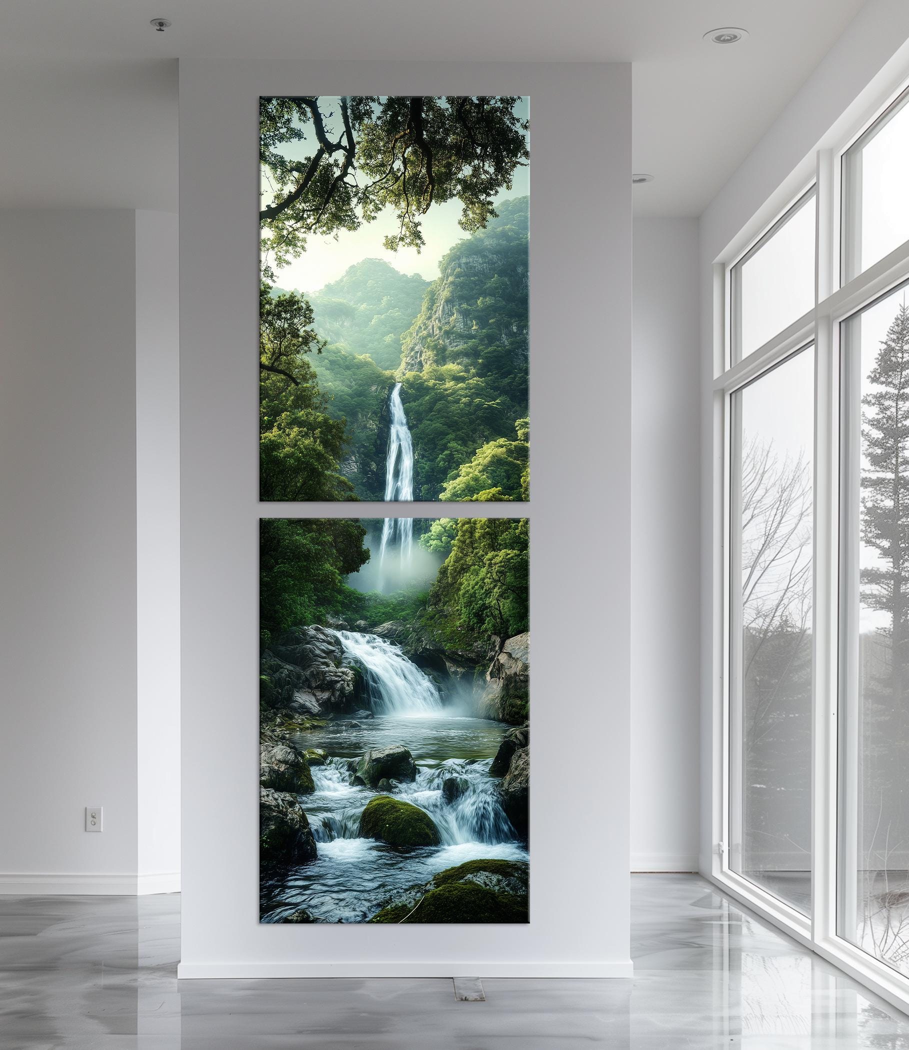Waterfall Canvas Print: Large Vertical Nature Landscape Wall Art - Etsy