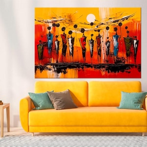 African Masai Large canvas wall art Canvas print African american art African painting Cultural art Colorful painting African wall decor