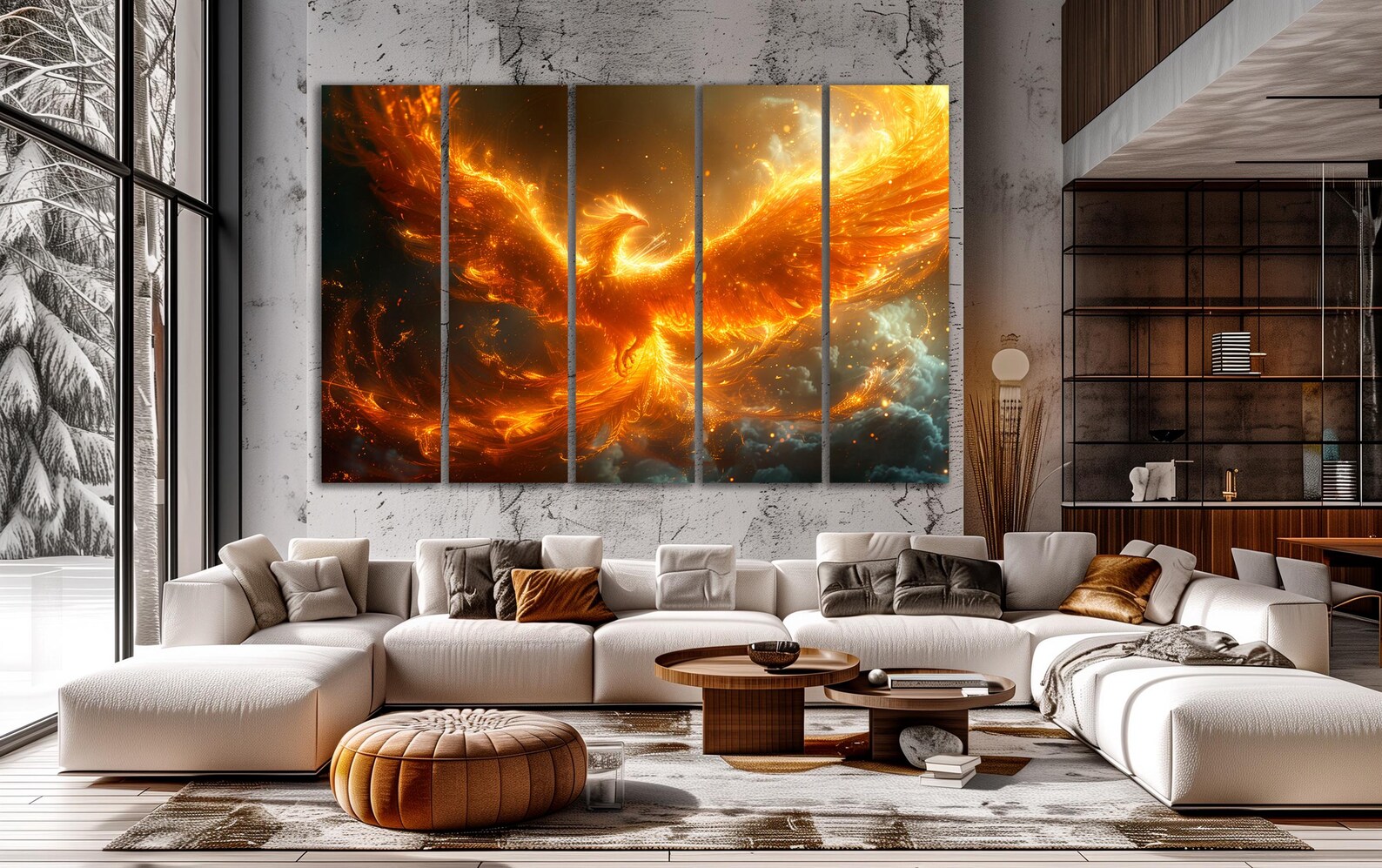 Phoenix Canvas Print Fire Wall Art Mythical Phoenix Bird Wall Art Bird ...
