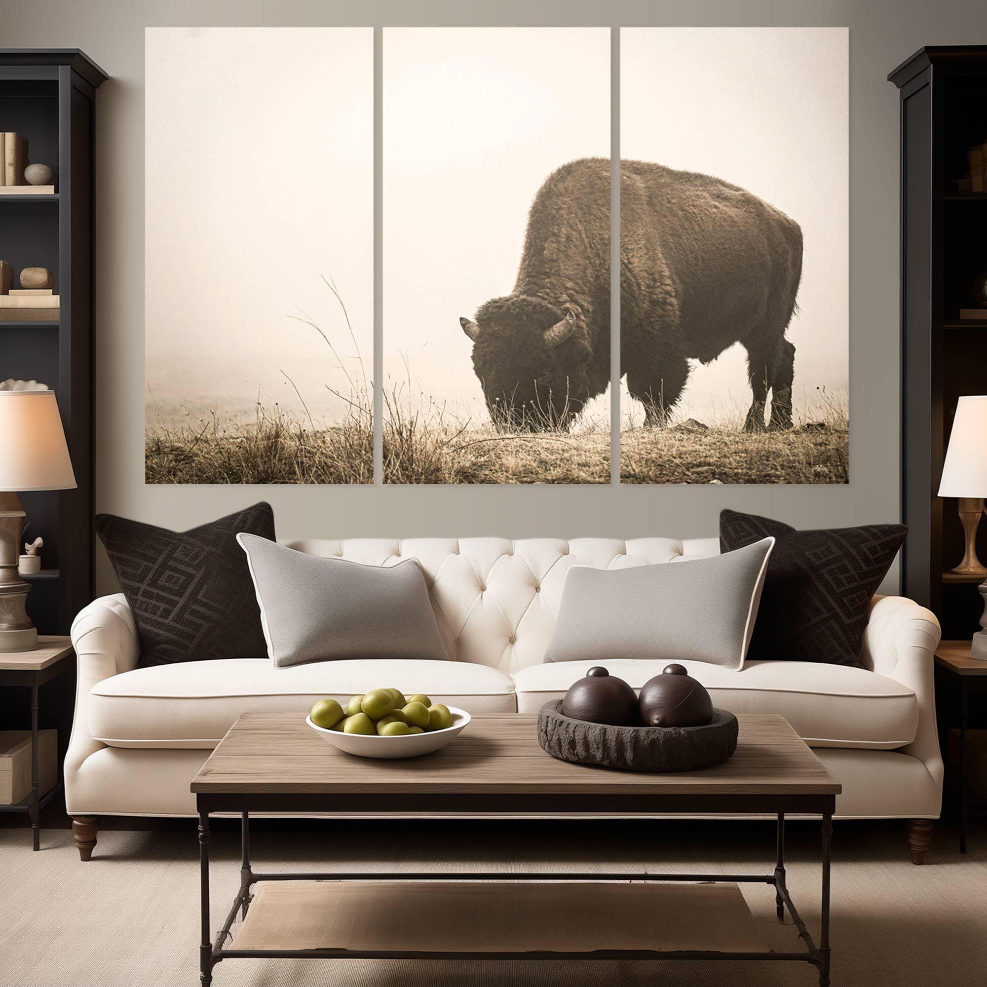 Prairie Bison Canvas Print: Rustic Cottagecore Wall Art - Etsy
