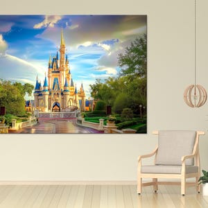 Princess Castle Large canvas wall art Canvas print Girls room decor Fantasy fairytale Castle art Cinderella Magic Kingdom print