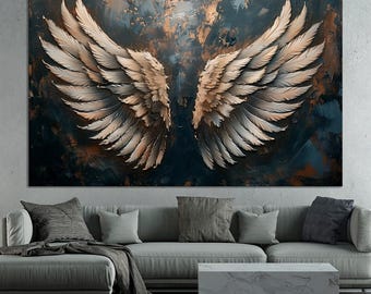 Abstract Angel Wings Canvas Print: Fallen Angel Religious Wall Art (Ready to Hang)