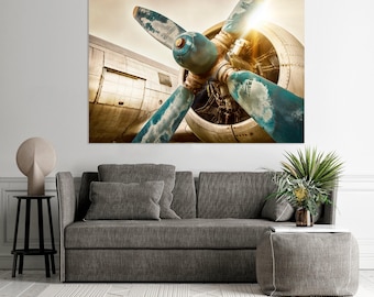Vintage airplane  Large canvas wall art Canvas print Airplane canvas Aviation print Pilot gift Man cave decor Living room wall art