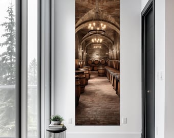 Wine Cellar Canvas Print: Rustic Bar Wall Art, Cottagecore Decor