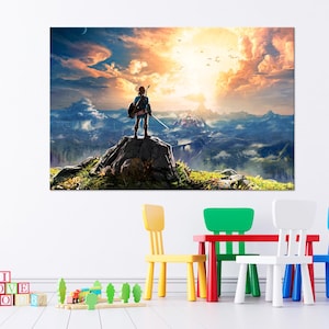 Legend of Zelda Large canvas wall art Canvas print landscape art print Gaming room decor Breath of the Wild Gifts for Game room wall art
