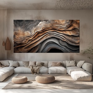 Abstract waves Large canvas wall art Canvas print Wood texture Modern wall art aAbstract painting Natural wall decor Housewarming gift
