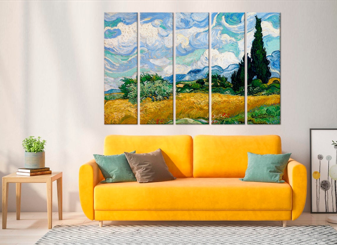 Wheat Field with Cypresses - 1889 - Framed Giclée Print