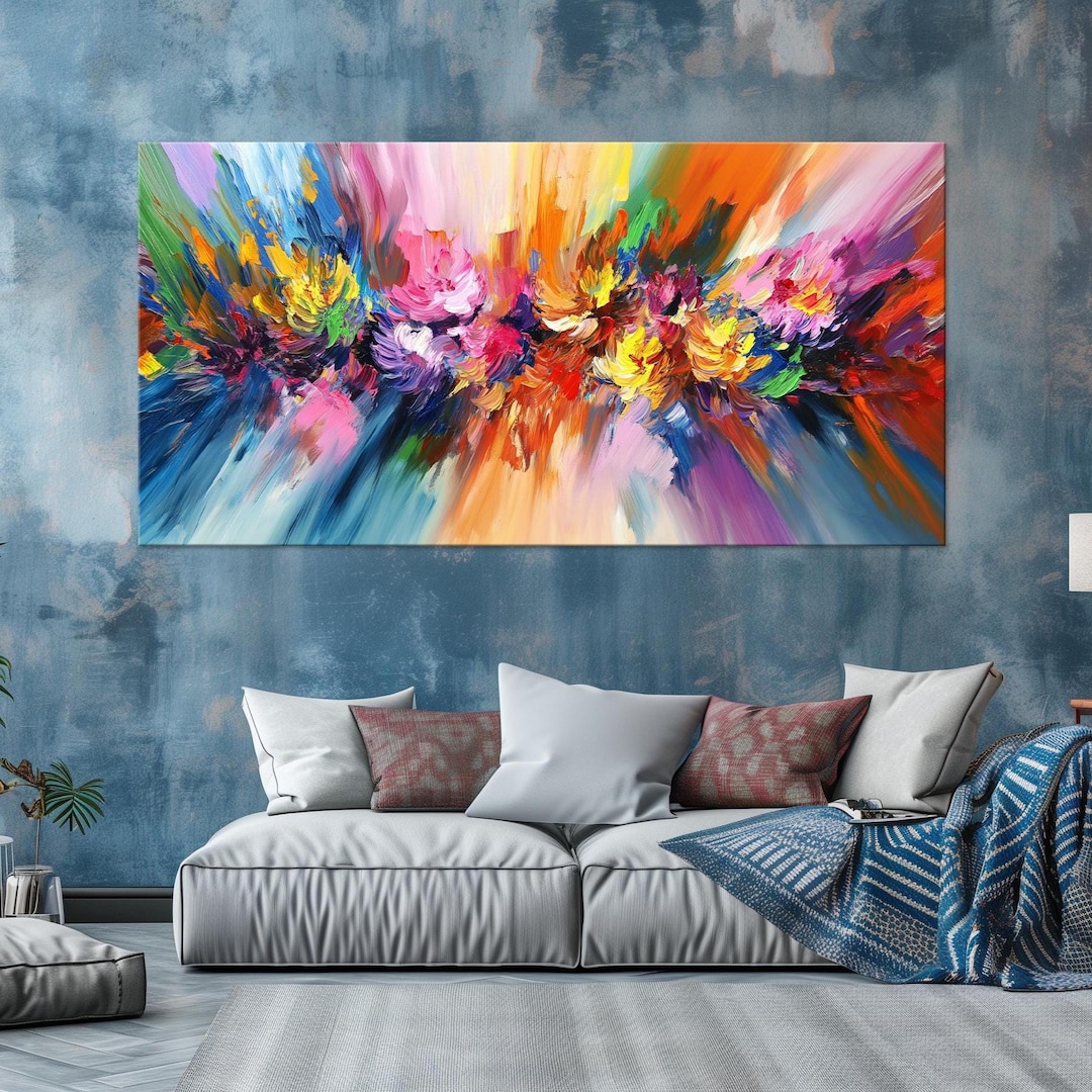 Colorful Abstract Floral Canvas Print: Contemporary Wall Art - Etsy
