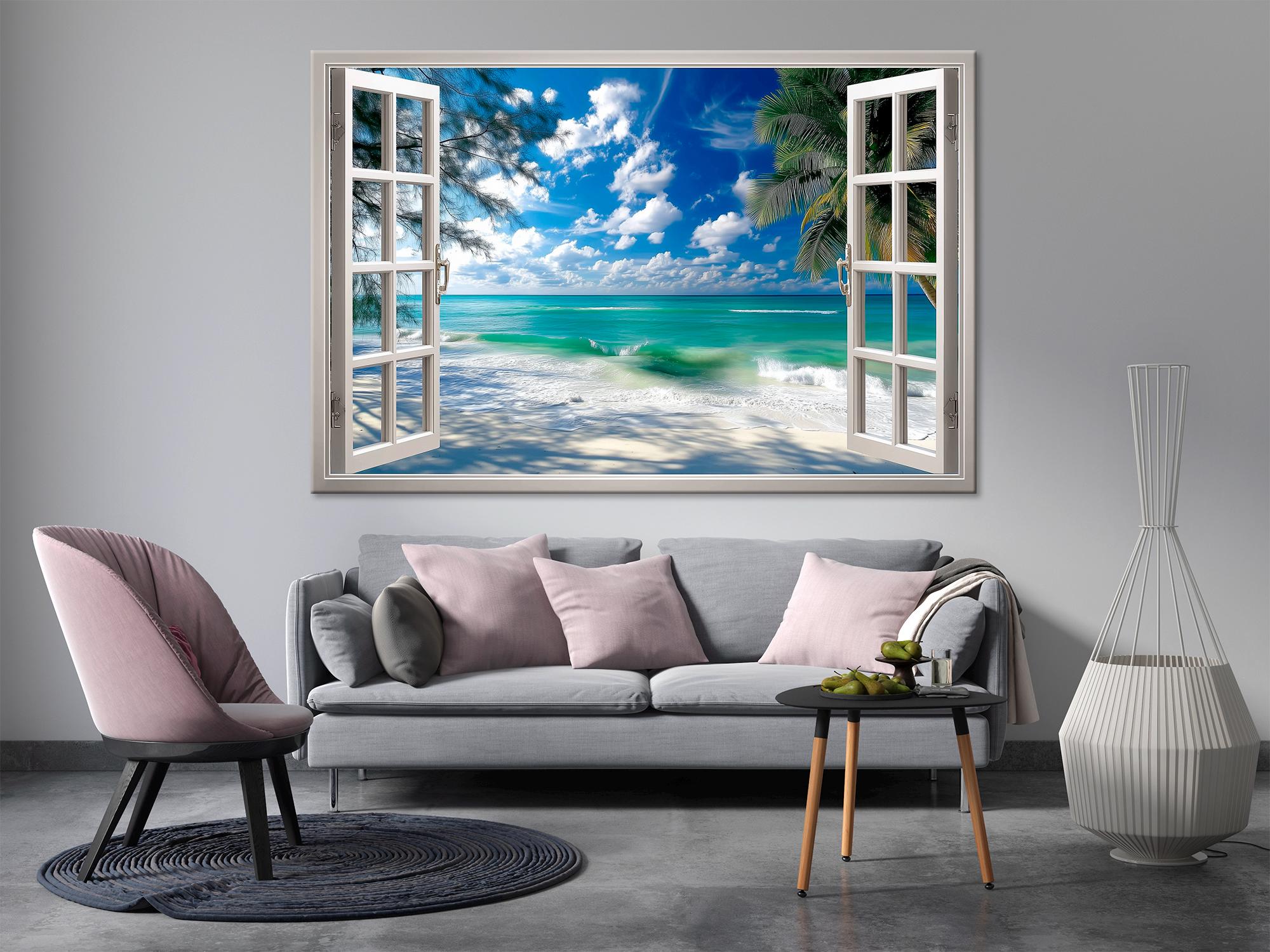 Beach Window Canvas Print: Coastal View, Nature Wall Art - Etsy