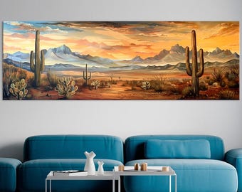 Arizona Desert Canvas Wall Art: Cactus Landscape Print