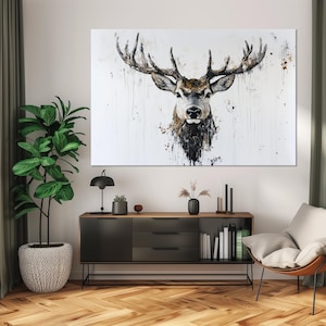 Deer large Large canvas wall art Canvas print Wildlife animal wall art Woodland decor Elk Deer print Rustic Hunting gift