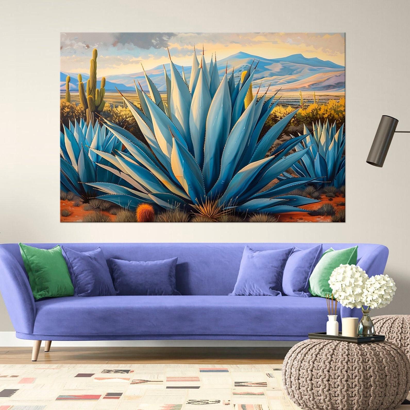 Blue Agave Canvas Print: Southwestern Cactus Wall Art - Etsy
