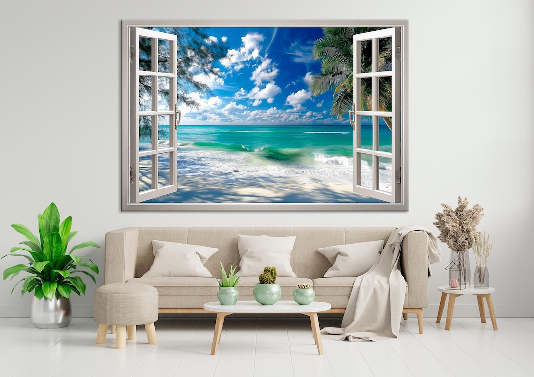 Beach Window Canvas Print: Coastal View, Nature Wall Art - Etsy