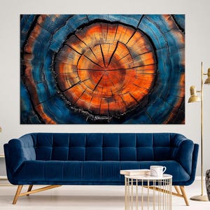 Tree Rings canvas wall art Nature Wood texture art Colorful Tree rings print Abstract wood wall art Farmhouse Decor