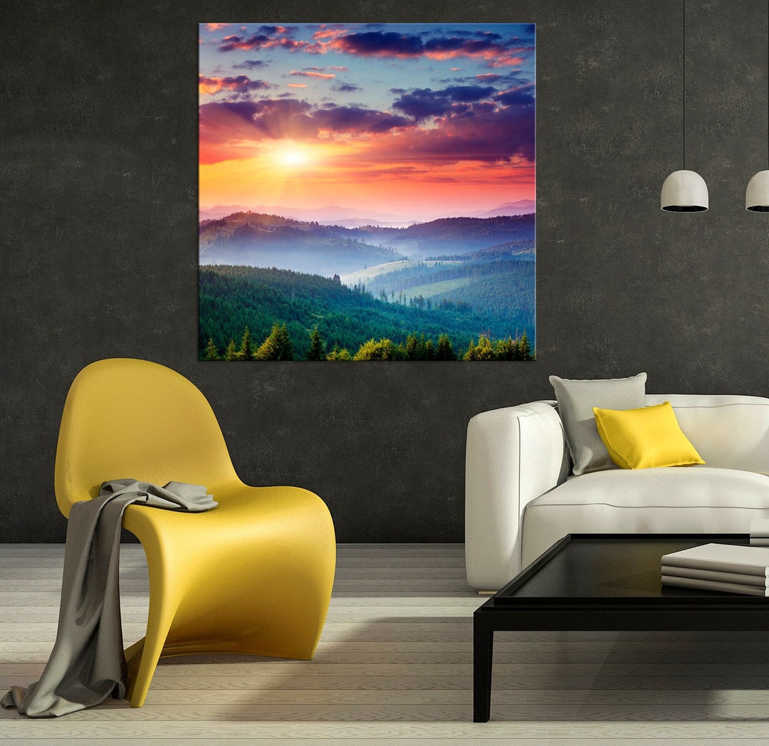 Mountain Sunset Wall Art Smoky Mountain Landscape Print Nature Wall ...