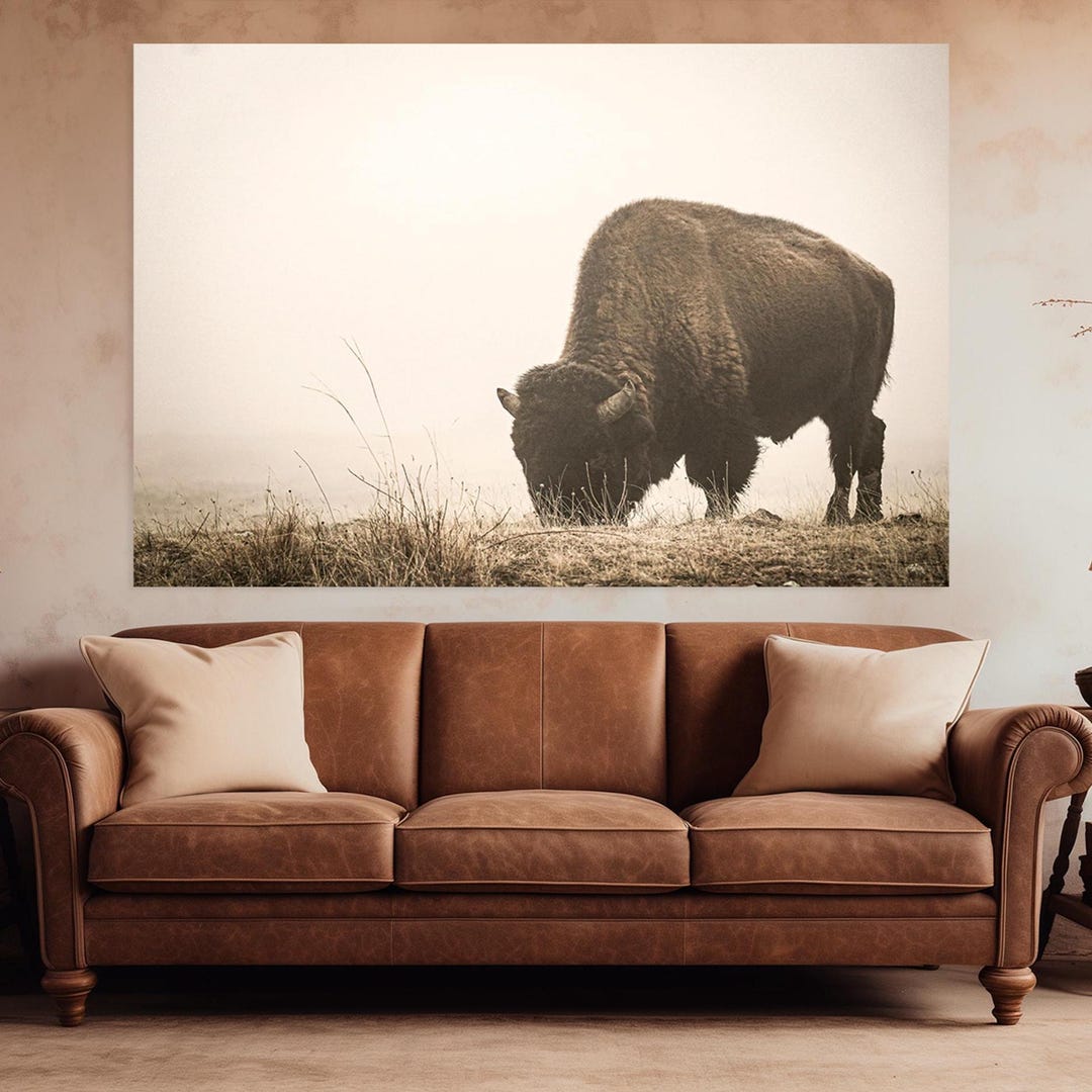 Prairie Bison Canvas Print: Rustic Cottagecore Wall Art - Etsy