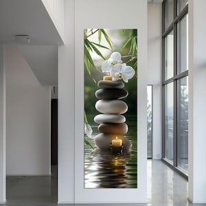 Spa stones Large canvas wall art Canvas print Spa wall art Zen stones Zen wall decor Meditation canvas Yoga studio decor Housewarming gift