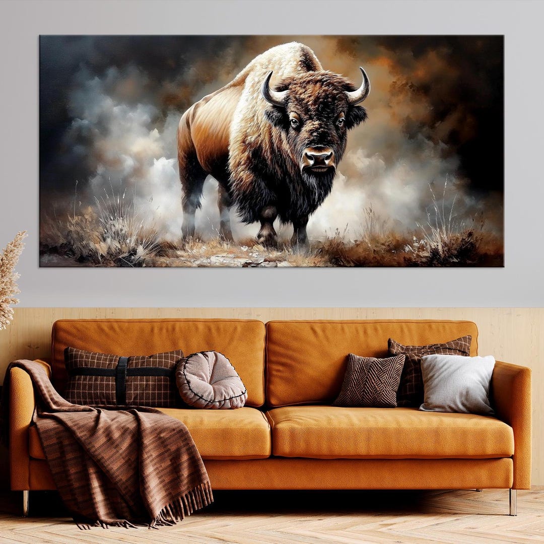 American Buffalo Canvas Wall Art: Rustic Farmhouse Bison Print - Etsy