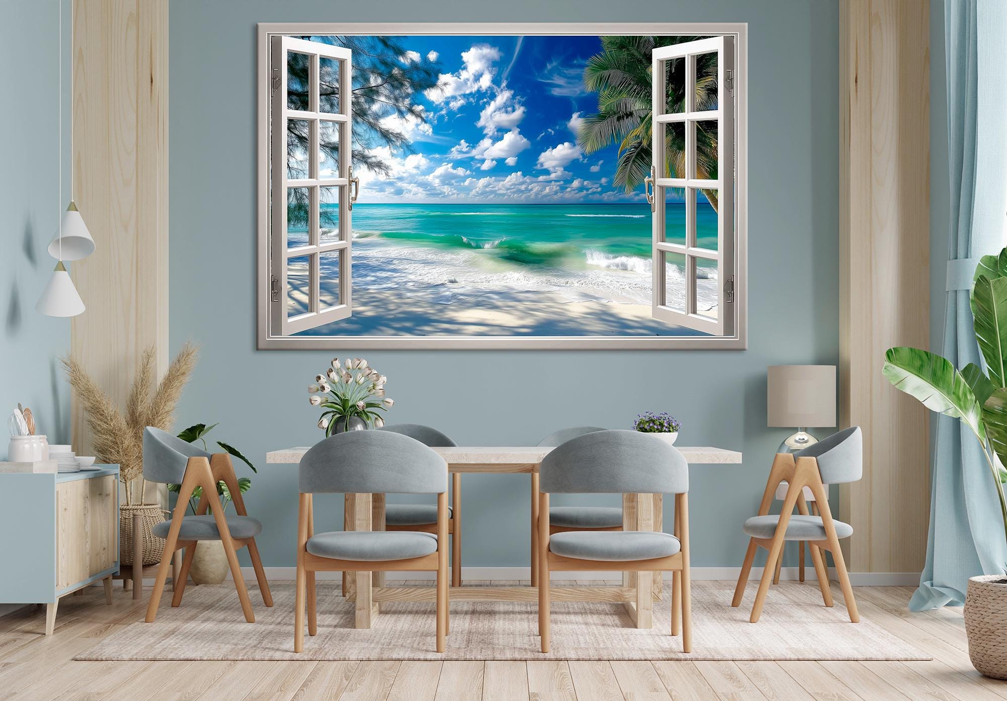 Beach Window Canvas Print: Coastal View, Nature Wall Art - Etsy