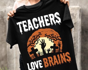 Nauczyciel svg, Nauczyciele kochają mózgi svg, Halloween svg, Impreza halloweenowa svg, Prezenty dla nauczycieli, Nauczyciel Halloween svg