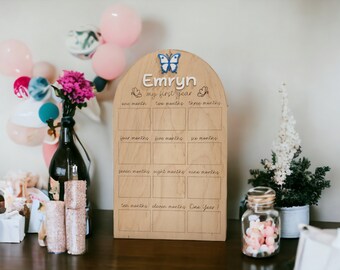 Personalized Butterfly First Year Milestone Board | Baby Photo Collage