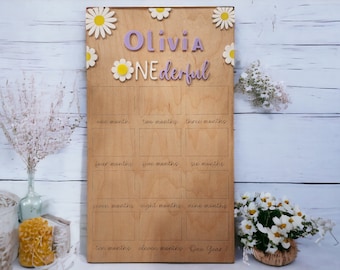 Personalized Baby's First Year Photo Board | Daisy Birthday Milestone Sign
