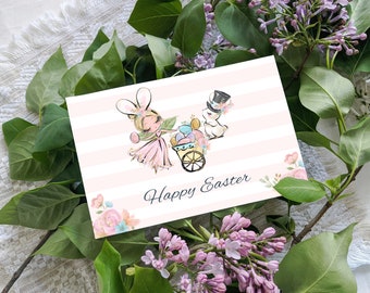 Cute Easter card, Happy Easter printable postcard, Gift for Family, Lover, Friend, Holiday card, Kids Spring card, Fairy, Easter bunny, PDF