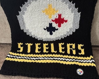 Handmade Steelers Chenille Throw Blanket: Pittsburg Football Gift