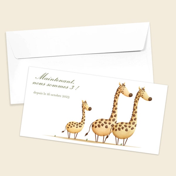 Faire part naissance Girafes