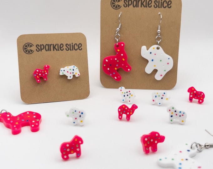 Animal Cookie Earrings: Nostalgic Stud Dangle Earrings