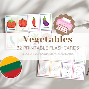 Cartões de vegetais, cartões de atividades para crianças, cartões educativos Montessori, atividades de educação domiciliar, cartões de educação pré-escolar, cartão de vocabulário