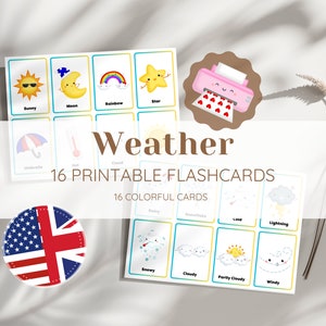 Weather toddler activity flash cards educational Montessori learning homeschool activities preschool education cards vocabulary learning