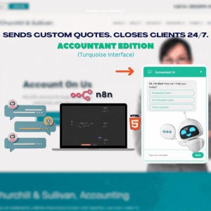 n8n Offertgenerering | Automatiserad HTML-chatbot/widget för redovisningsbyråer | Turkos gränssnitt