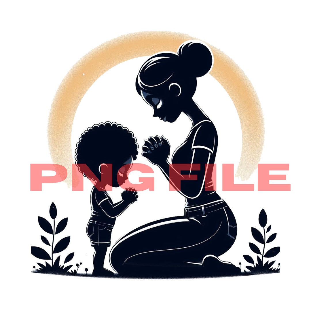 Black Mother and Son Png, Mothers Love PNG, Black Mom Clipart, Black ...
