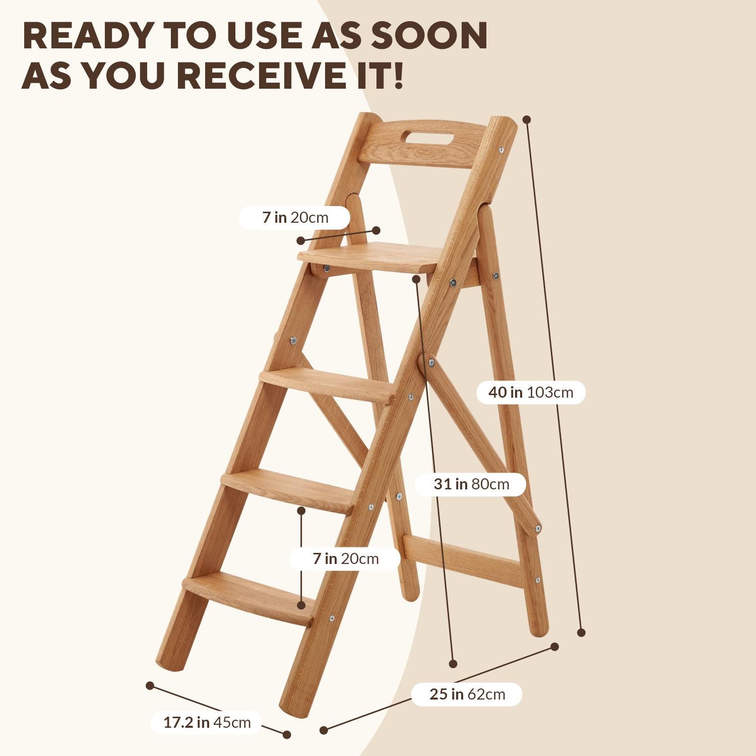 Best HD Pictures about  Wooden Folding Step Ladder  with No AI Images