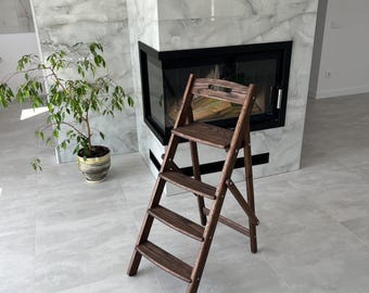 Eiche klappbare Leiter, kompakte Küchen Trittleiter, klappbare Bibliotheksleiter, Klappständer für Blumen und Interieur, 4-Stufen-Leiter, Geschenk-Leiter.