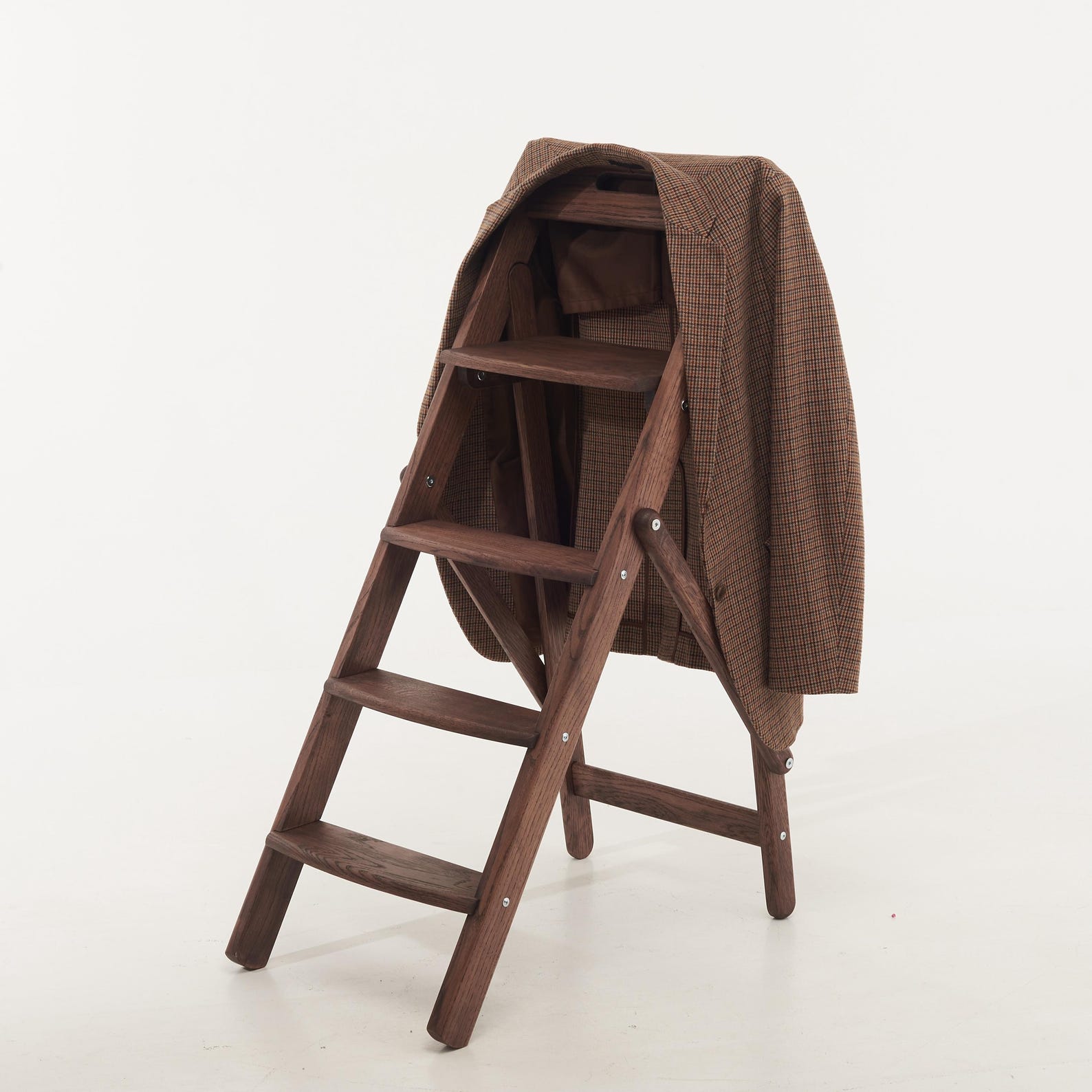 Handmade Wooden Folding Step Ladder | Solid Oak Stepladder 110cm (43 ...